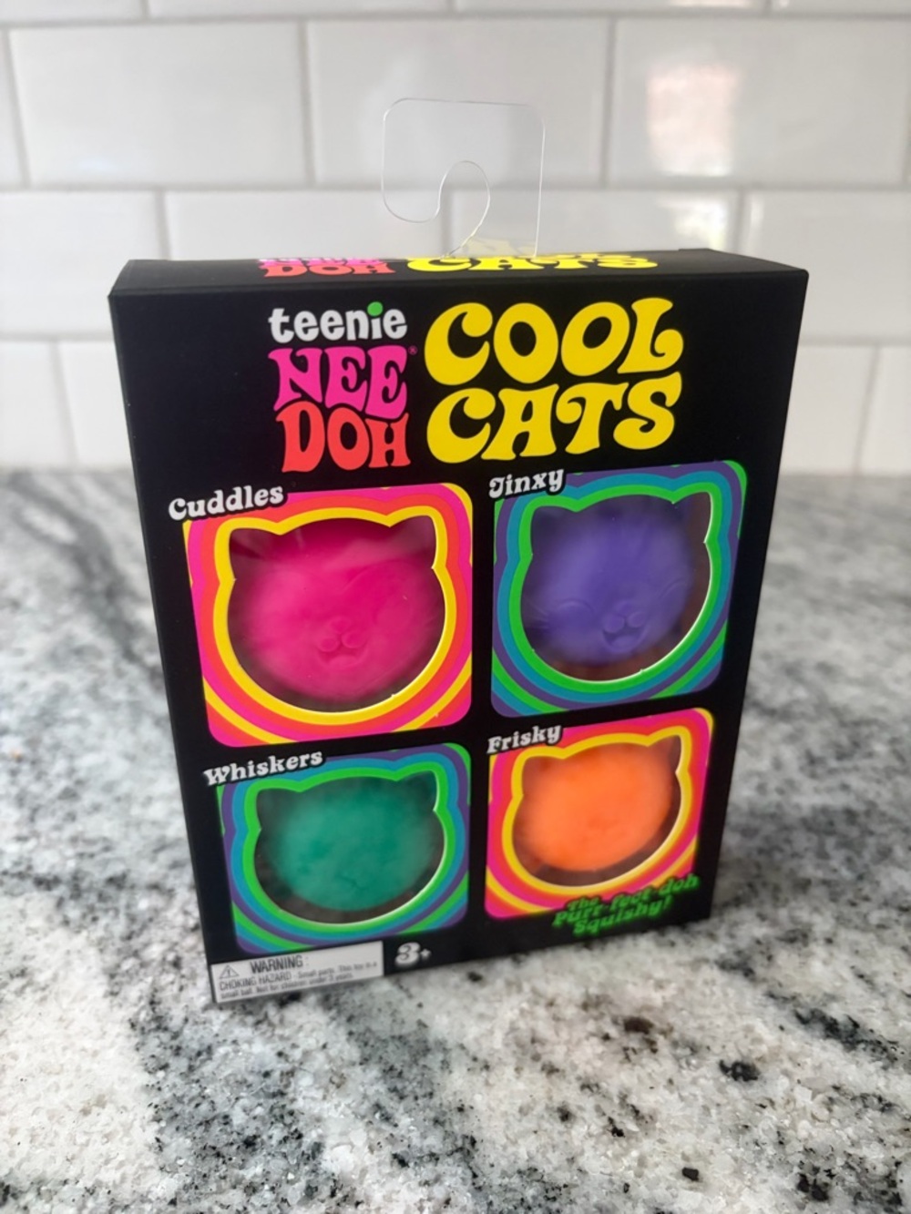 Teenie Nee Doh Cool Cats Squishy Cat Stress Toys - 4 Pack